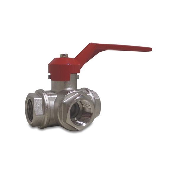 Type 181 brass 3 way side branch ball valves - T boring
